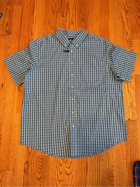George Blue Plaid Short-Sleeve Button-Down Shirt